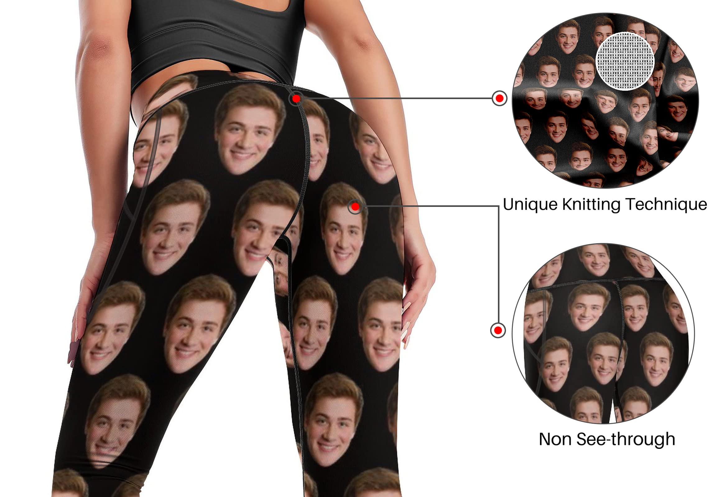 Custom Face Leggings with Pockets for Women Workout Personalized Yoga Pants with Your Picture Funny Design Your Own Face Legging