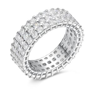 MDFUN Eternity Ring for Women 18K White Gold Plated Cubic Zirconia Band Stackable Engagement Wedding Ring Size 7