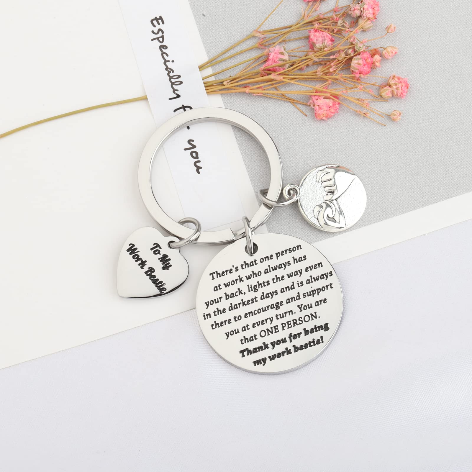 MYOSPARK Work Bestie Keychain Gift Colleague Friend Gift Work Friend Thank You Gift Best Friend Gift Coworker Jewelry for Her (Work Bestie KC)