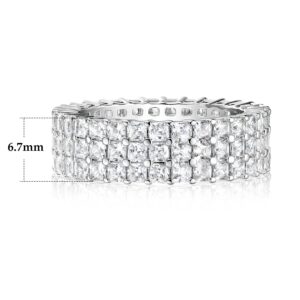 MDFUN Eternity Ring for Women 18K White Gold Plated Cubic Zirconia Band Stackable Engagement Wedding Ring Size 6