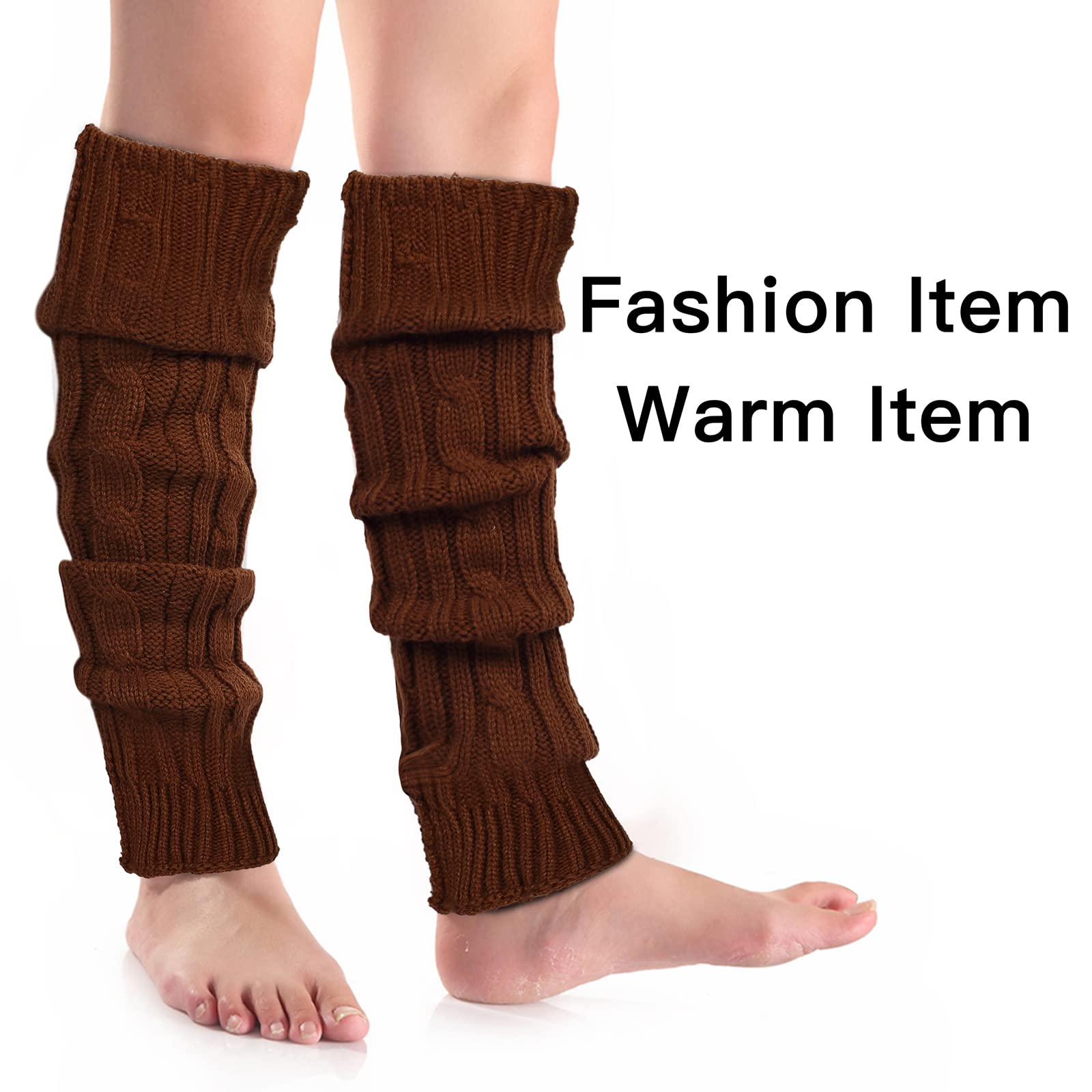 CHICZÈLE Leg Warmers for Women Girls 80s Ribbed Knit Brown Leg Warmer Womens Fall Winter Sports Casual Party Accessories