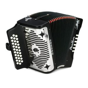 Hohner Accordions 3100FB Panther 3-Row Diatonic Accordion - Keys of F/Bb/Eb - Black Bundle with Hohner AGB Gig Bag (2 Items)