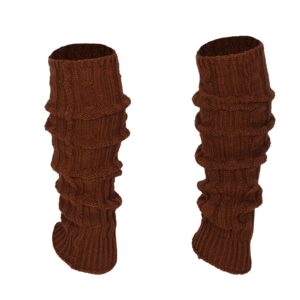 CHICZÈLE Leg Warmers for Women Girls 80s Ribbed Knit Brown Leg Warmer Womens Fall Winter Sports Casual Party Accessories