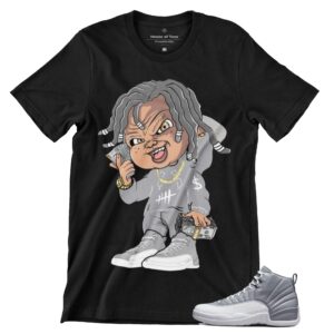 Jordan 12 Stealth Men's T Shirt to Match Killa Cash Doll, Shirt to Match Jordan 12 Stealth Gift for Jordan 12s Black