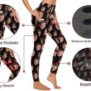 Custom Face Leggings with Pockets for Women Workout Personalized Yoga Pants with Your Picture Funny Design Your Own Face Legging