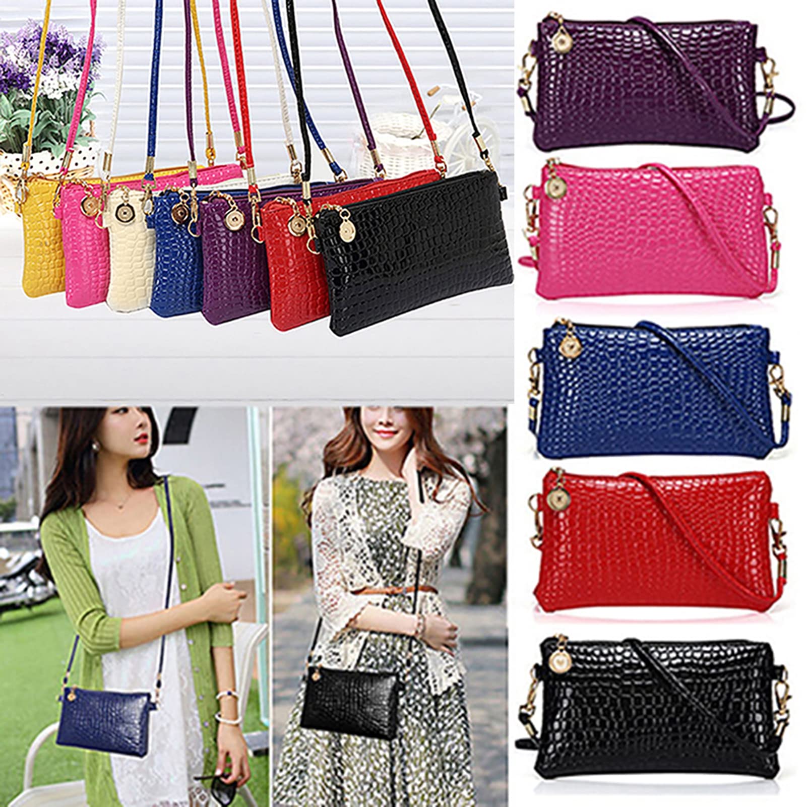 Faux Leather Clutch Wallet Purses Small Envelope Crossbody Bags for Women Shoulder Bag Handbags Phone Bag, Birthday Gifts Black