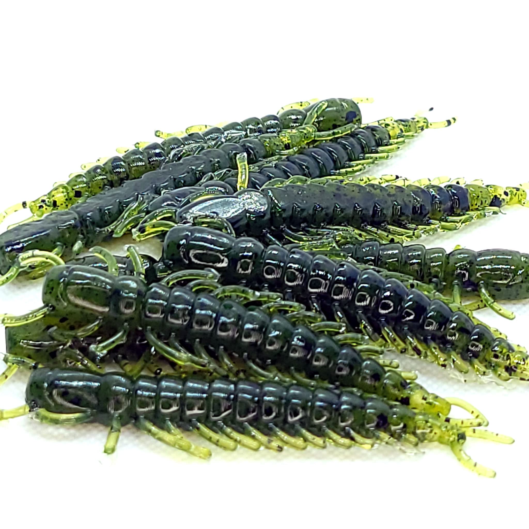 3" Floating Hellgrammite - Qty 10/Pack (Green Pumpkin with Black Flake)