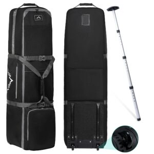 gohimal golf travel bag with adjustable support rod, 900d heavy duty oxford fabric golf travel case for airlines with wheels