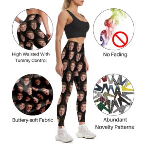 Custom Face Leggings with Pockets for Women Workout Personalized Yoga Pants with Your Picture Funny Design Your Own Face Legging