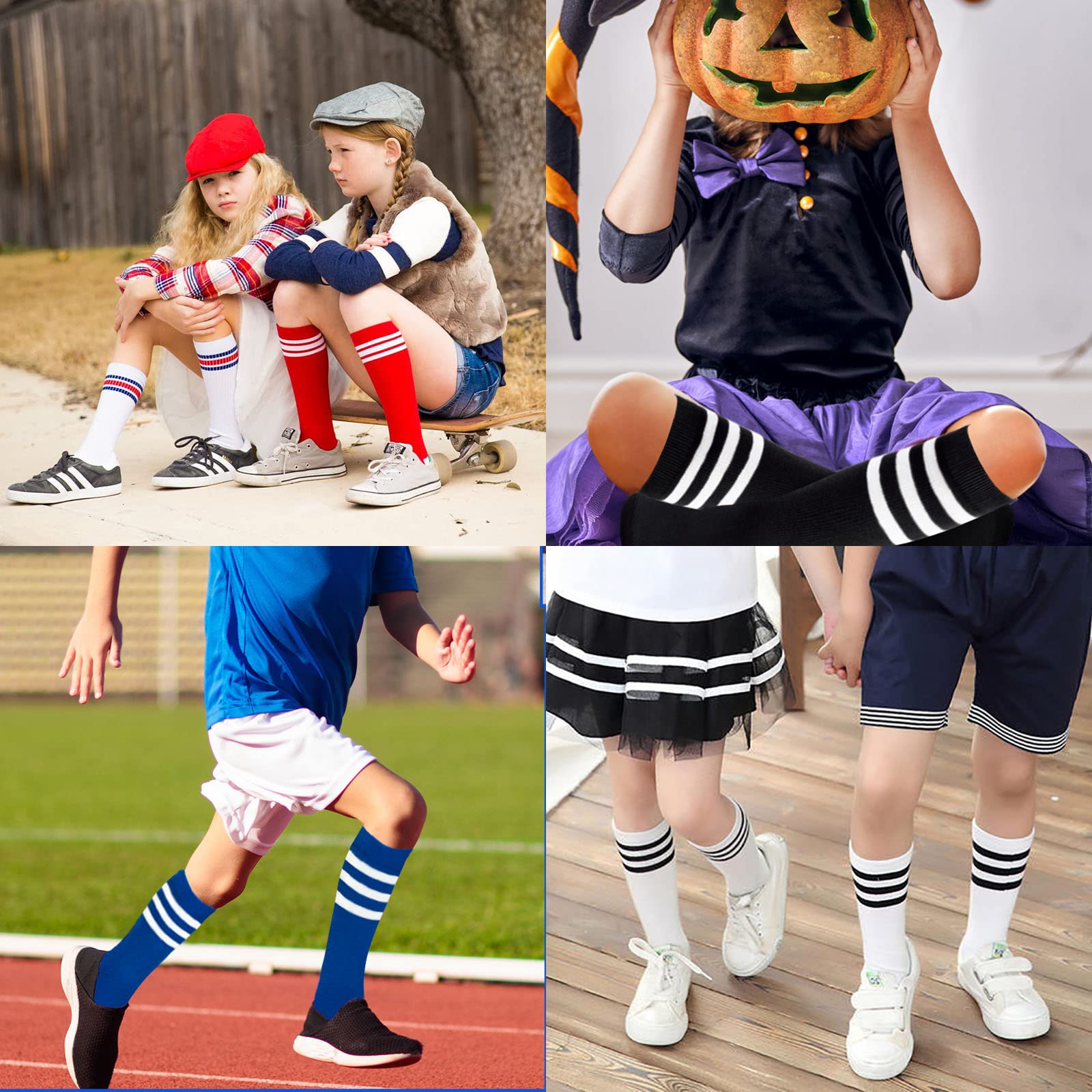 American Trends Kids Soccer Socks Knee High Socks for Toddler Boys Girls Youth School Uniform Stripes Cotton Sport Long Tube Sock Yellow Black