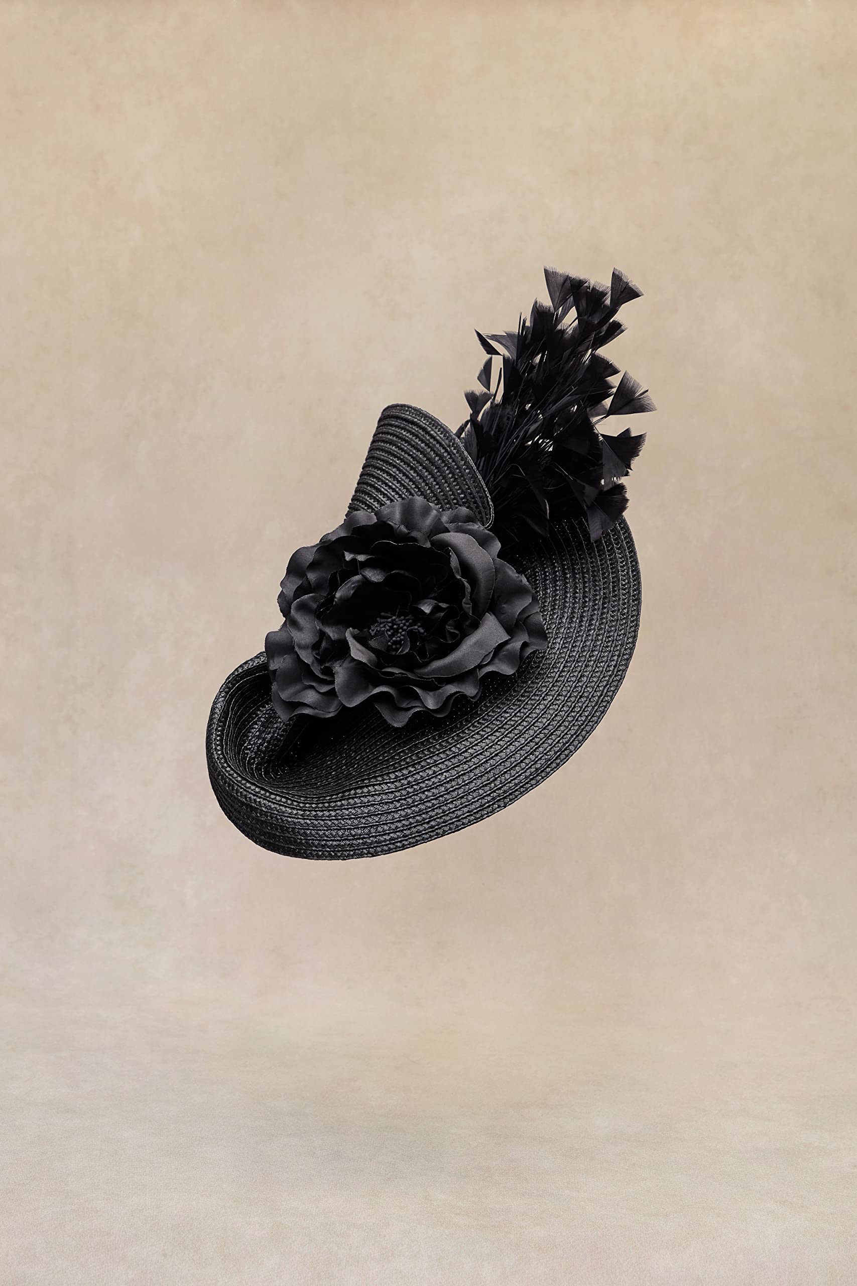 BABEYOND Tea Party Fascinator Hat for Women Kentucky Headwear Feather Derby Pillbox Wide Church Hat for Cocktail Wedding Black