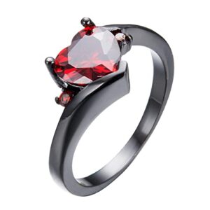 Adult Mood Ring Colorful Zircon Heart Jewelry Hearts Love Women Love Shaped Rings (Red, 7)