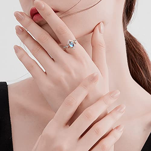 Stone Anniversary Fashion Wedding My Moon Life Jewelry Gold Celestial Rings And My Ladies Rings Moon Commitment Sun Stars Gifts In Diamond Rings Engagement Rings Chunky Ring Set (Rose Gold, 7)