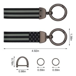 Elegananccy Black American USA Flag Car Keychain with Zinc Alloy Ring, Men Car Accessories