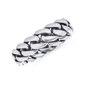 unisex solid braided celtic eternity band knot cable curb cuban link chain rings wedding bands for women men .925 sterling silver 5mm