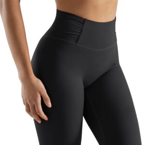 SUUKSESS Women No Front Seam Buttery Soft Workout Leggings Ruched High Waisted Tummy Control Yoga Pants (Black, M)