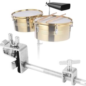 Jiayouy Cowbell Mount Clamp with 10.4" Straight Rod Arm Drum Mounting Bracket for Cowbell, Jam Block, Tambourine, Splash Cymbal (Single link)