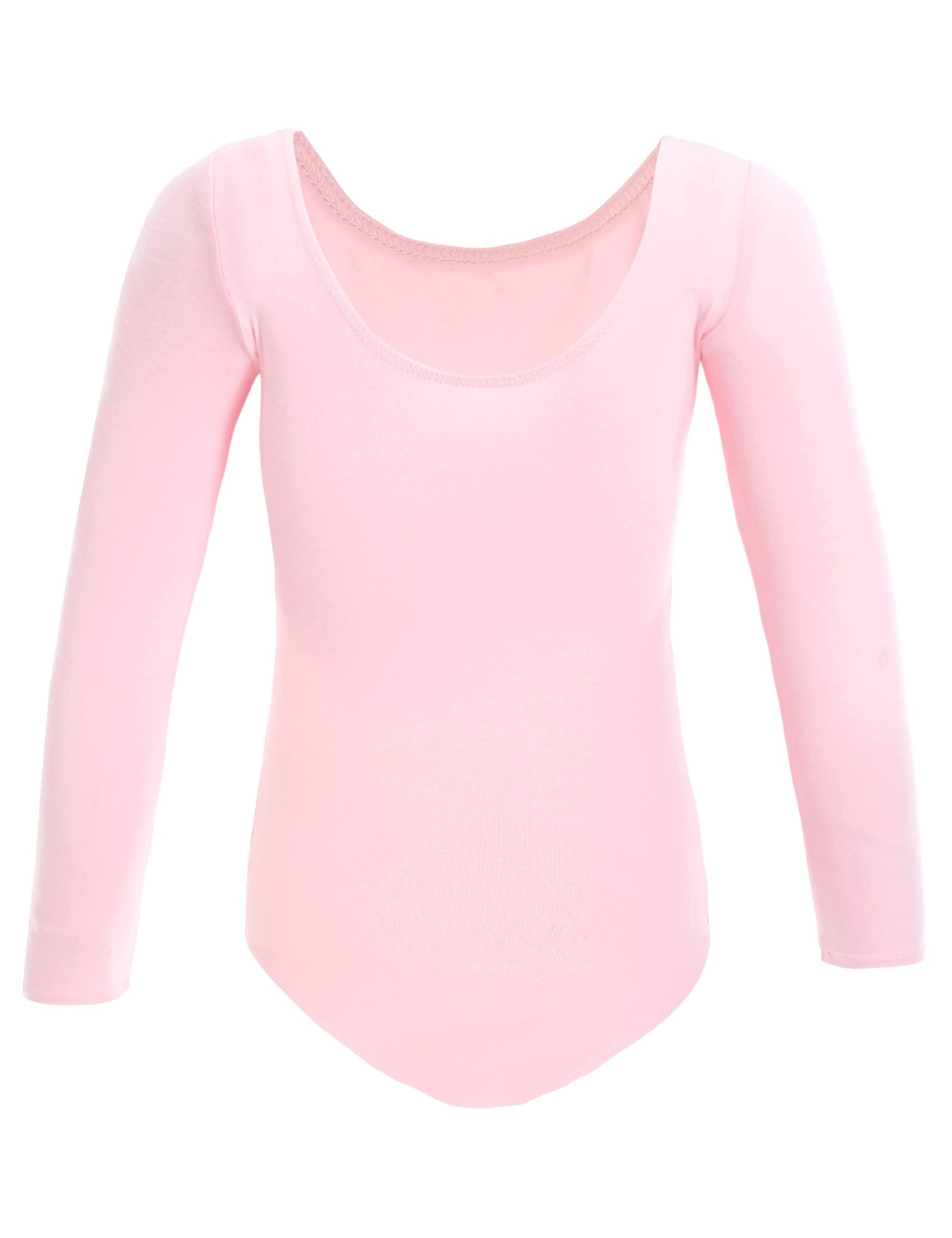 Domusgo Pink Leotards for Girls Ballet Size 10-12 Years Old Lovely Long Sleeve Gym Dancewear Outfit Activewear