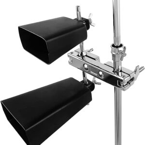 Jiayouy Straight Rod Cowbell Clamp Mounting Up or Down Adjustment for Drum Set Percussion Accessories Dual-End