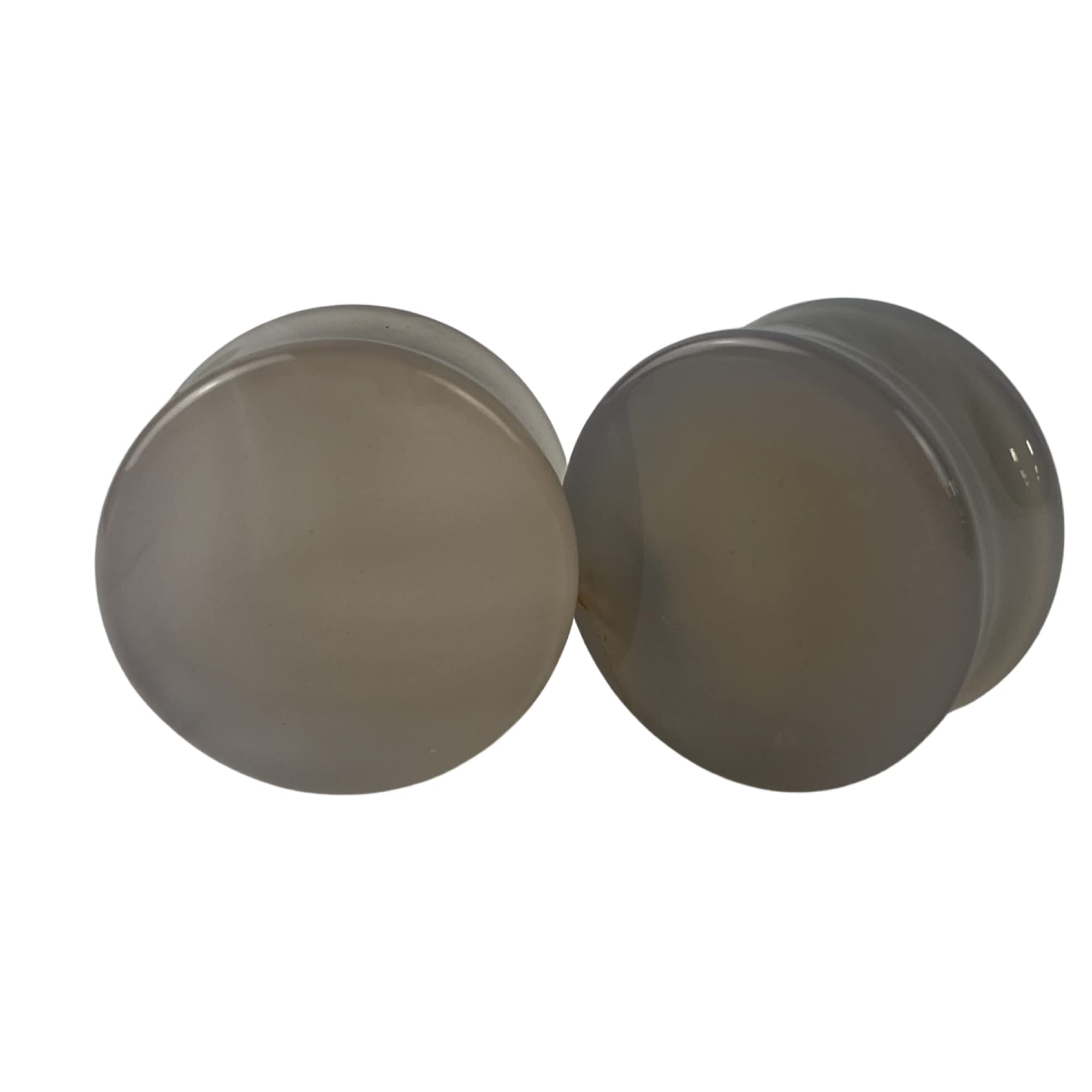 Mystic Metals Body Jewelry Pair of Grey Agate Stone Double Flare Plugs (STN-692) (7/16" (11mm))