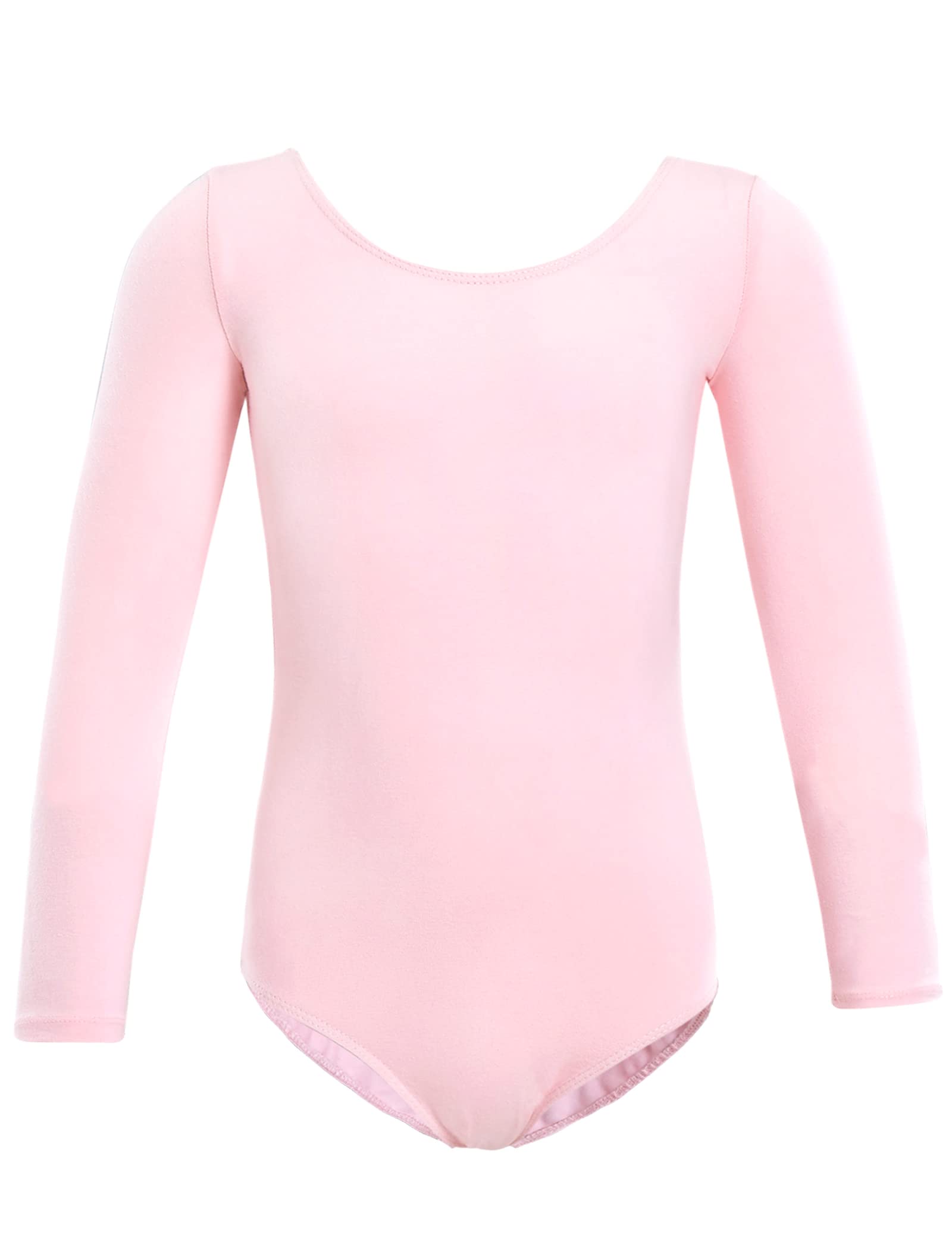 Domusgo Pink Leotards for Girls Ballet Size 10-12 Years Old Lovely Long Sleeve Gym Dancewear Outfit Activewear