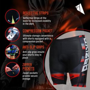 Avispa Cycling/Biker Padded Shorts for Men & Women with Zipper Pockets and Reflector, Gel Padded Calf Compression Shorts with Leg Grippers