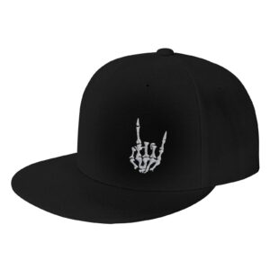 Skeleton Hand Shows Horned Hand Embroidery Skull Finger Rock Baseball Cap Adjustable Snapback Roll Unisex Cool Hat