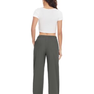 Women's Capri Yoga Pants Loose Soft Workout Causal Lounge Pants with Pockets Gray Small