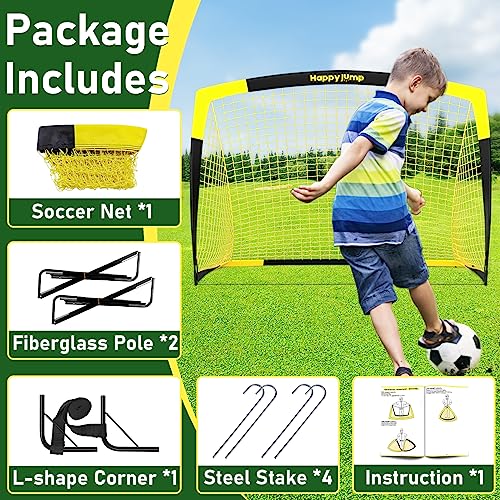 Happy Jump Soccer Goal Pop Up Foldable Soccer Net for Backyard 5'x3.6', 1 Pack