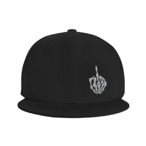 Skeleton Hand Shows Middle Finger Embroidery Skull Finger Rock Baseball Cap Adjustable Snapback Roll Unisex Cool Hat