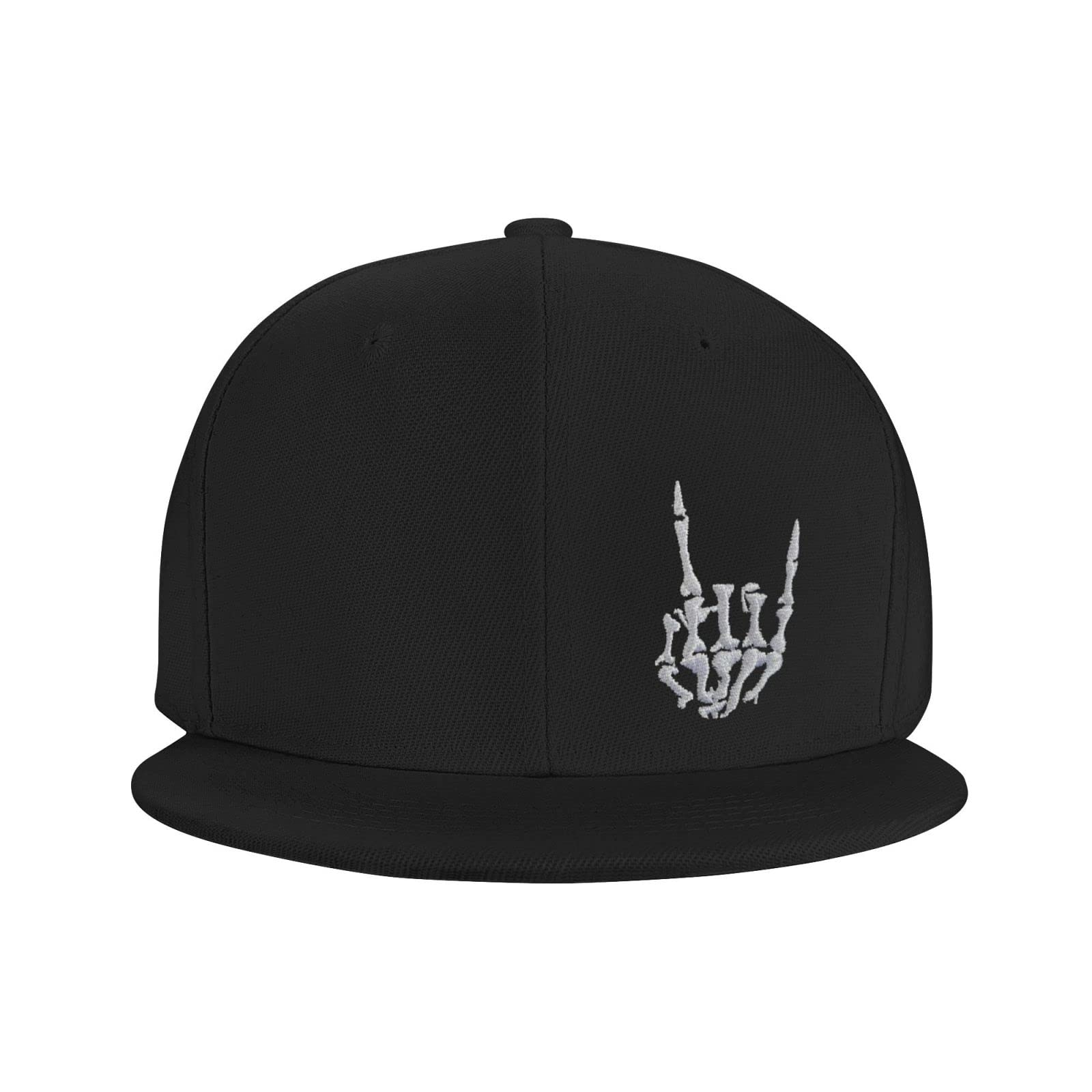 Skeleton Hand Shows Horned Hand Embroidery Skull Finger Rock Baseball Cap Adjustable Snapback Roll Unisex Cool Hat