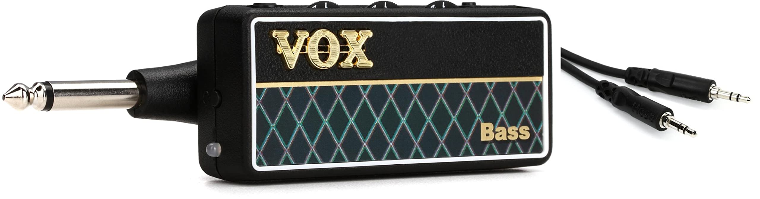 Vox amPlug 2 Bass Headphone Guitar Amp + Hosa CMM-110 Stereo Interconnect Cable - 3.5mm TRS Male to 3.5mm TRS Male - 10