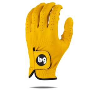 bender golf gloves - golf accessories for men - golf gloves men right handed golfer & left handed golfer - elite tour (yellow, medium, left)