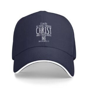 TUREIOP I Can Do All The Things Through Christ Trucker Hat Men Women America Jesus Christian God Baseball Cap Na-Vy Cowboyhat…