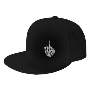 Skeleton Hand Shows Middle Finger Embroidery Skull Finger Rock Baseball Cap Adjustable Snapback Roll Unisex Cool Hat