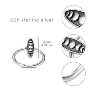 TYSO Moon Phase Ring 925 Sterling Silver Moon Phase Jewelry Vintage Moon Phases Stacking Ring Jewelry Christmas Gifts for Women 8