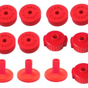 Jiayouy 12pcs Cymbal Hi-Hat Stands Accessory with 40mm Cymbal Washer Cushions Cymbal Sleeves Quick-Set Cymbal Nut (Red)