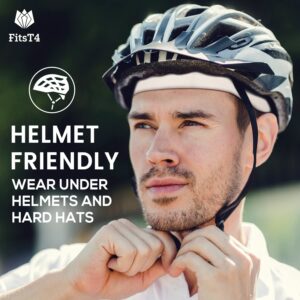 FitsT4 Sports Active Sweat Wicking Bike Helmet Liner Cycling Skull Cap with UPF 50+ Sun Protection & Mesh Cooling for Women & Men 2PCS White