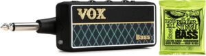 vox amplug 2 bass headphone guitar amp and regular slinky nickel wound electric bass guitar strings - .050