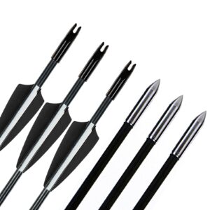 HATAP Archery Fibreglass Arrows 31" Training Arrows Target Practice Fiberglass Arrows Hunting Arrows for Kids Youth or Beginners (6PCS, Black)