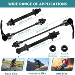 MOONDKIST Bike Quick Releases Set, 1 Pair MTB Quick Release Bicycle Hub Road Mountain Bike Front & Rear Axle Hollow Shaft Set with 25mm Wheel Hub Steel Ball for Road Bike, Mountain Bike