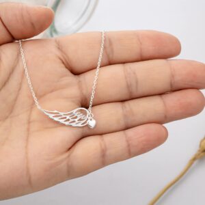 RareLove Miscarriage Gifts for Mothers,925 Sterling Silver Baby Angel Wing Heart Pendant Necklace,Baby Loss Memorial Gifts for Mothers, Bereavement Sympathy Gifts for Loss of Baby