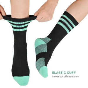 COOPLUS Womens Athletic Crew Socks 5 Pairs Outdoor Recreation Socks Performance Wicking Cushion Mid-Calf Socks