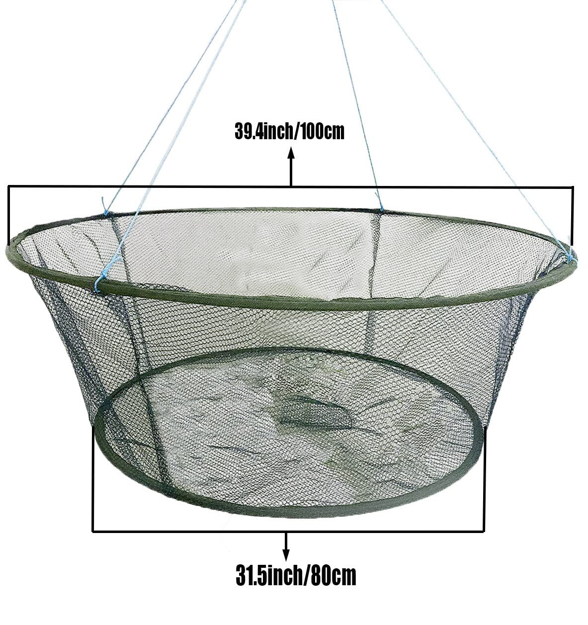 Foldable Fishing net Hand cast net, Shrimp net Crab net Fishing net Crayfish Hand cast cage (Top: 39.4in/Bottom:31.5in)