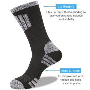 COOVAN Mens Hiking Socks Crew Outdoor Socks 5 Pairs Moisture Wicking Cushioned Athletic Boot Socks