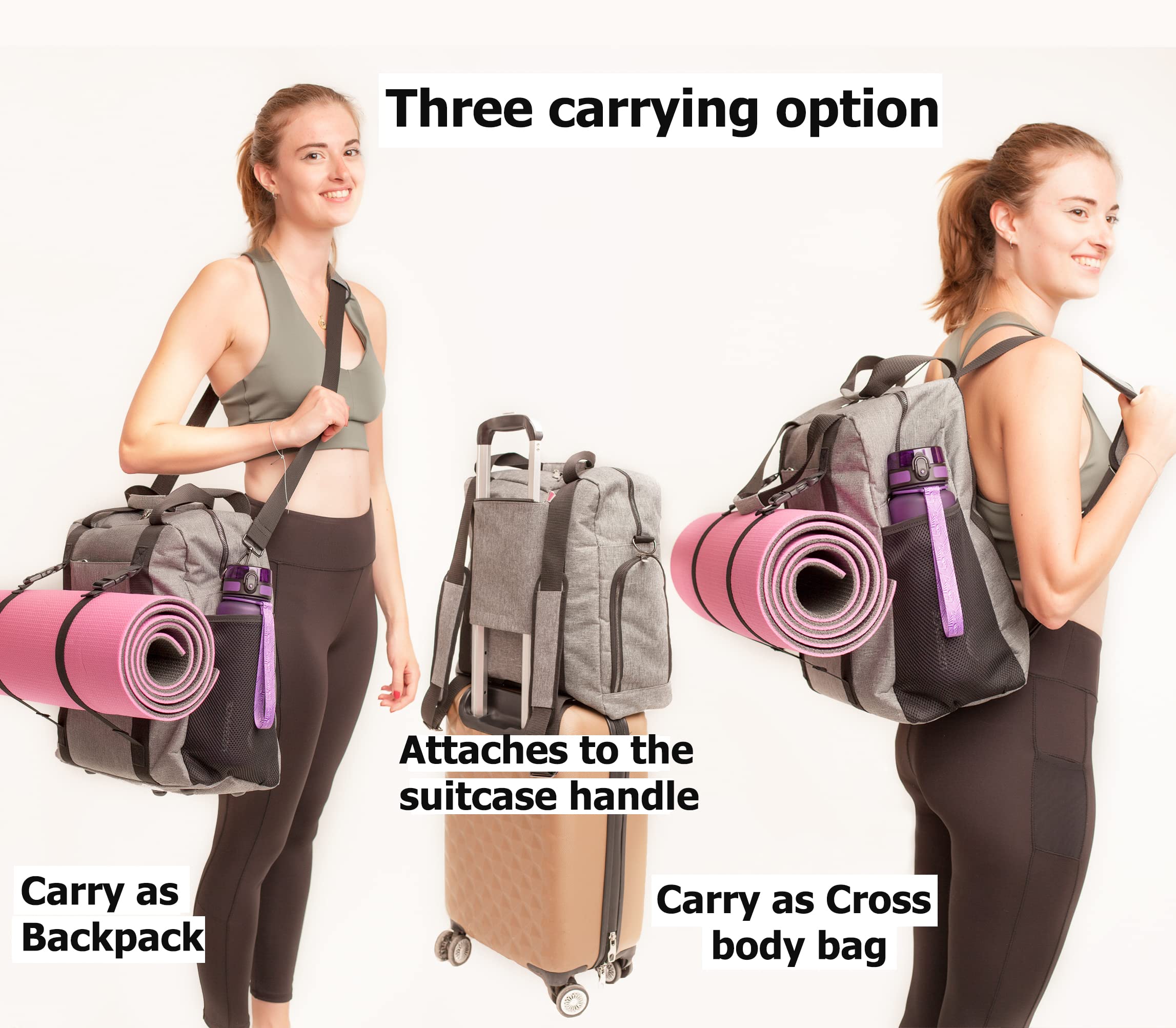 NATI LINE Yoga Mat Backpack. New zipper, more stronger and durable! Yoga mat carrier. Yoga backpack with Adjustable elastic straps to hold Yoga Mats. Multi Purpose bag For Office, Yoga, Travel and Gym