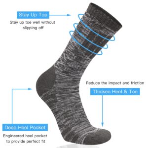 COOVAN Mens Hiking Socks Crew Outdoor Socks 5 Pairs Moisture Wicking Cushioned Athletic Boot Socks