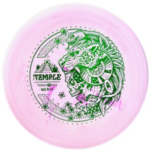 thought space athletics temple disc golf putter in nerve plastic - pink overstable putt and approach disc - flying disc 173-176 grams