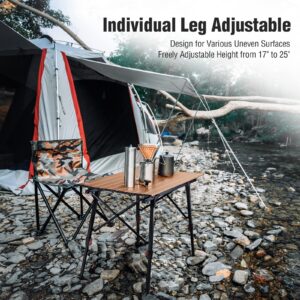 VILLEY Portable Camping Table with Adjustable Legs and Lightweight Backpacking Sleeping Bag with Compression Sack