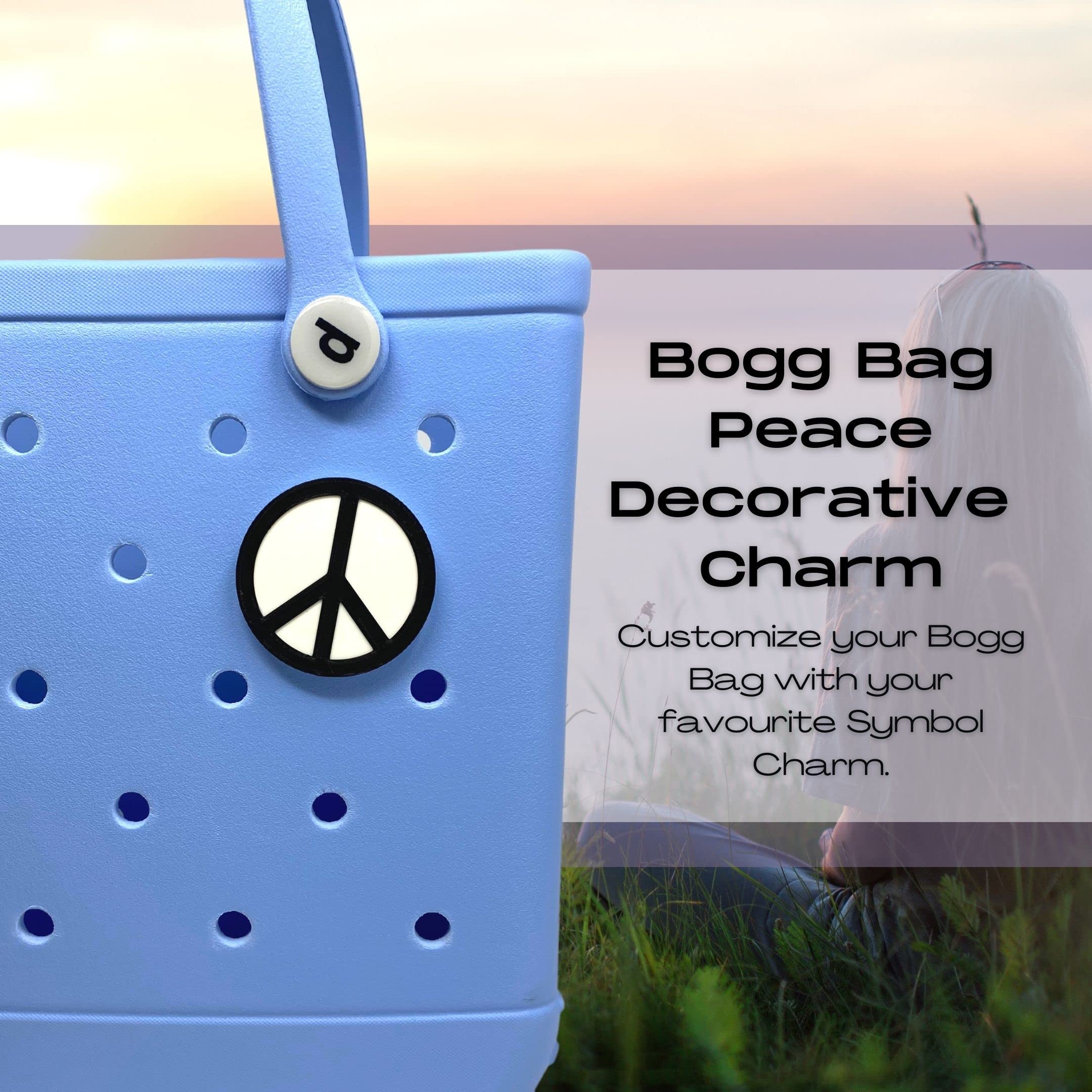 FRESHe BOGLETS - Peace Sign Charm Compatible with Bogg Bags, Simply Southern and Other Similar Tote Bags.